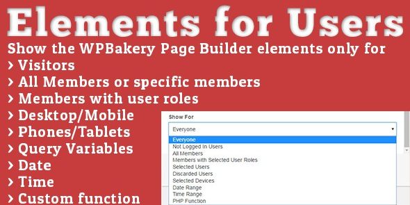 Elements for Users - Addon for WPBakery Page Builder formerly Visual Composer