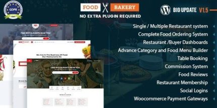 FoodBakery - Food Delivery Restaurant Directory WordPress Theme