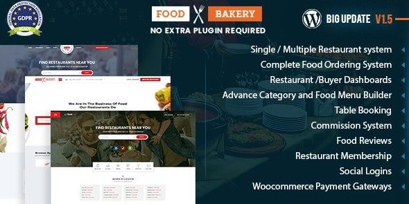 FoodBakery 4.8 – Food Delivery Restaurant Directory WordPress Theme