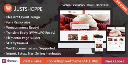Justshoppe - Elementor Cake Bakery WordPress Theme