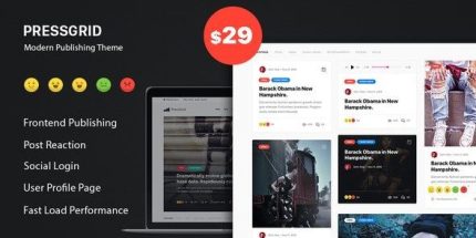 PressGrid - Frontend Publish Reaction & Multimedia Theme