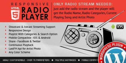 Radio Player Shoutcast & Icecast - Wordpress Plugin