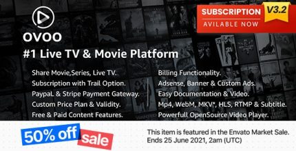 OVOO - Live TV & Movie Portal CMS with Membership System