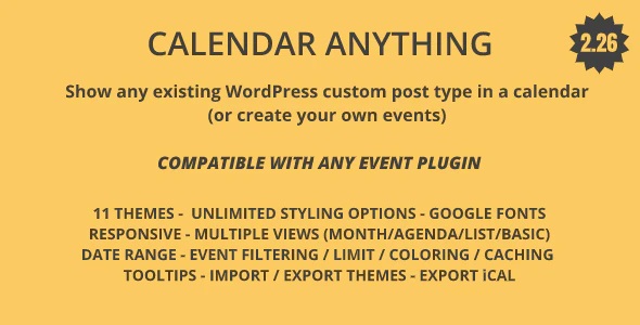 Calendar Anything 2.36 – Show any existing WordPress custom post type in a calendar