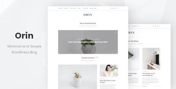 Orin - Minimal Blog For WordPress Theme