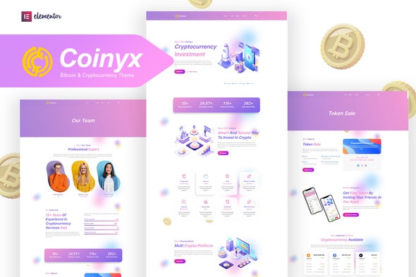Coinyx – Cryptocurrency Blockchain & Bitcoin Elementor Template Kit