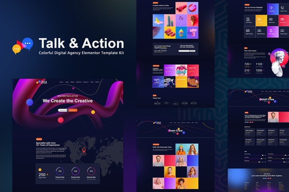 Talk & Action – Colorful Digital Agency Elementor Template Kit