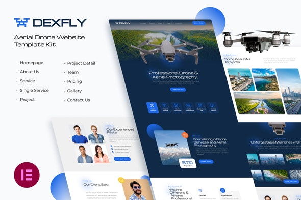 Dexfly – Drone & Aerial Photography Elementor Template Kit