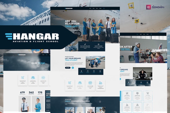 Hangar – Aviation & Flight School Elementor Template Kit