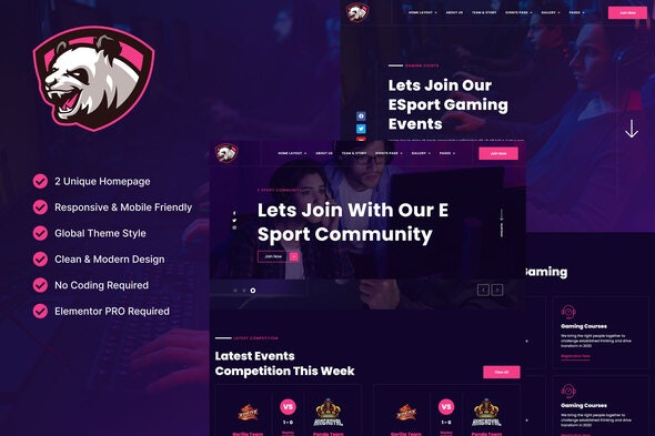Junio – E-Sport Gaming Events & Streamer Elementor Template Kit