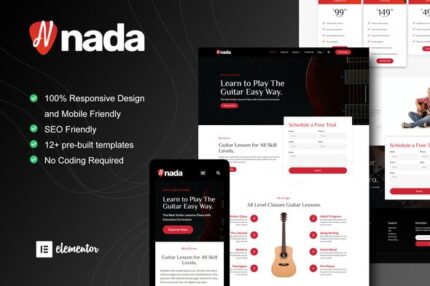 Nada - Guitar Lessons & Courses Elementor Template Kit