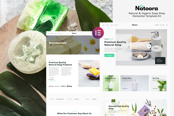 Natoora – Natural & Organic Soap Shop Elementor Template Kit