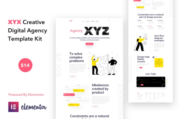 XYZ – Creative Digital Agency Business WordPress Elementor Template Kit