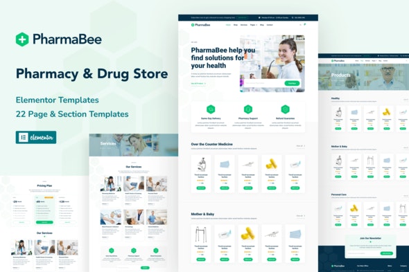 PharmaBee – Pharmacy & Drug Store Website Elementor Template Kit