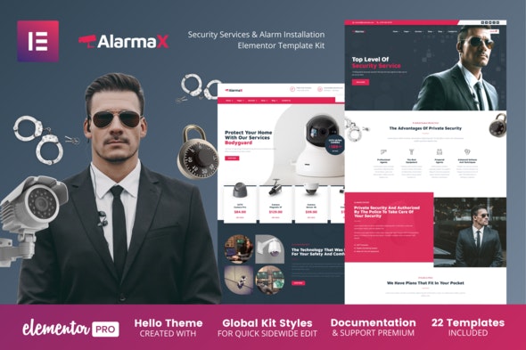 Alarmax – Security Services & Alarm Installation Elementor Template Kit