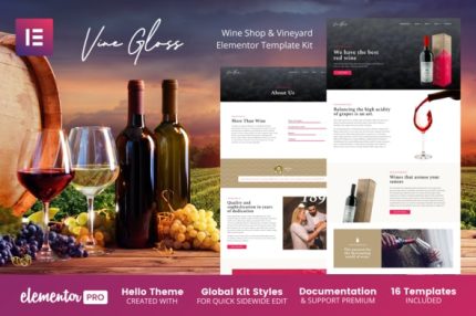 Vine Gloss - Wine Shop & Vineyard Elementor Template Kit