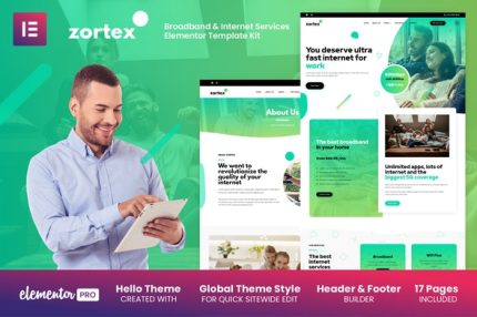 Zortex - Broadband & Internet Services Elementor Template Kit