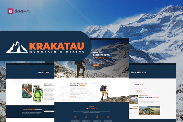Krakatau – Mountain & Hiking Elementor Template Kit
