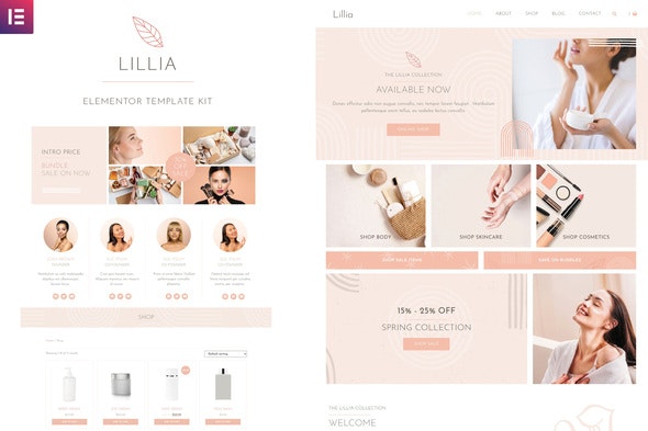 Lillia – Beauty & Skincare Elementor Template Kit