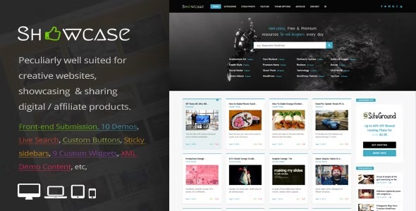 Showcase - Responsive WordPress Grid / Masonry Blog Theme