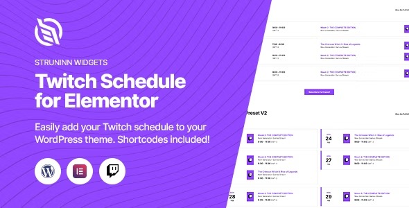 Struninn Twitch Schedule Elementor Widget