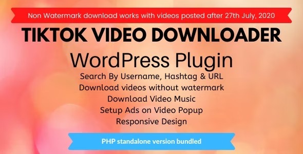 TikTok Video Downloader without Watermark - WordPress Plugin