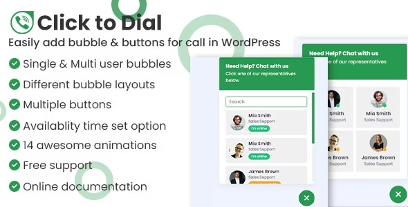 Click to dial 1.2.6 – Direct call from website WordPress plugin