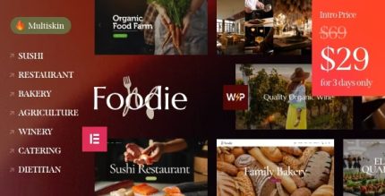 Foodie - Food & Wine Elementor Multiskin WordPress Theme