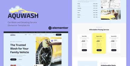 Aquwash - Car Wash and Detailing Service Elementor Template Kit