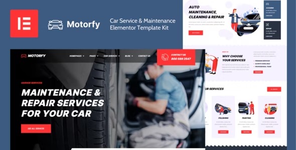 Motorfy - Car Service & Maintenance Elementor Template Kit