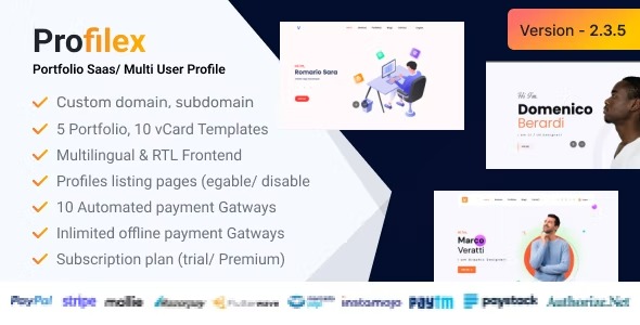 Profilex 3.1 – Portfolio Builder SAAS / Multi-User Profile (Multitenancy)