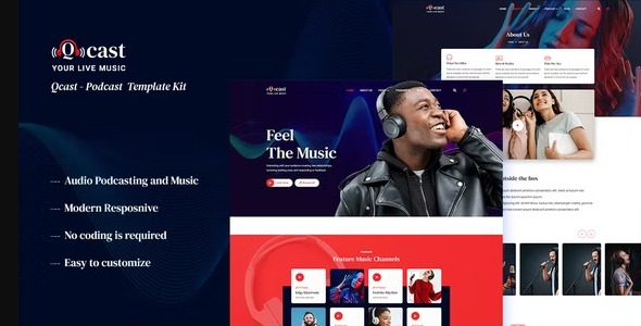 Qcast 1.0.0 – Podcast & Music Elementor Template Kit