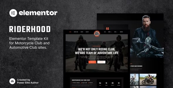 Riderhood - Motorcycle Club Elementor Template Kit