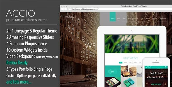 Accio 1.5.0 – Responsive Onepage Parallax Agency WordPress Theme