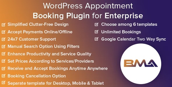 BMA 1.7.8 – WordPress Appointment Booking Plugin for Enterprise