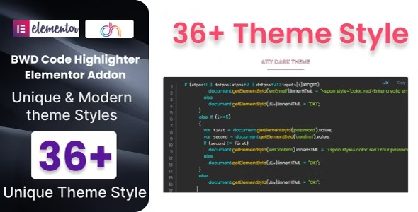 BWD Code Highlighter Addon for Elementor 1.4