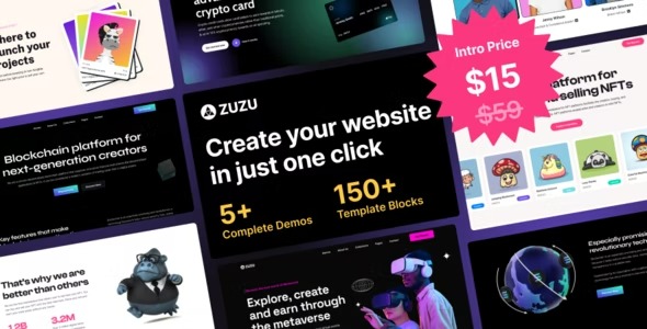 Zuzu 1.0.2 – NFT & Crypto WordPress Theme