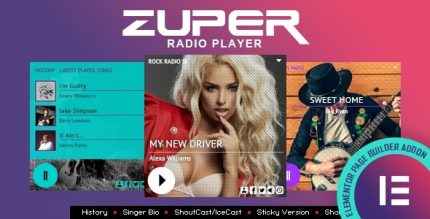 Zuper - Shoutcast and Icecast Radio Player With History Elementor Widget Addon