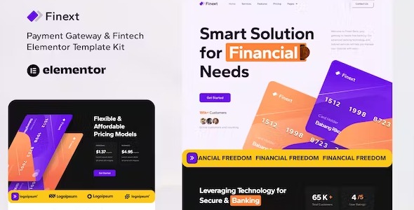 Finext 1.0 – Payment Gateway & Fintech Elementor Template Kit