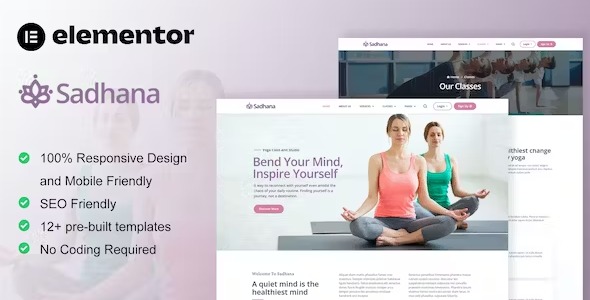 Sadhana 1.0 – Yoga Teacher & Studio Elementor Template Kit