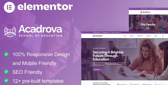 Acadrova - University & School Education Elementor Pro Template Kit