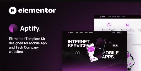 Aptify - Mobile App Landing Page & Tech Company Elementor Template Kit