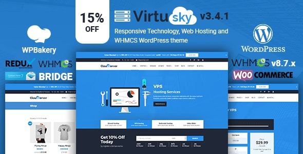 VirtuSky 3.6 – Responsive Web Hosting and WHMCS WordPress Theme