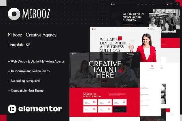 Mibooz 1 1 Creative Agency Elementor Template Kit Gpl Pugins Club