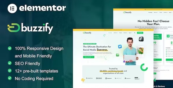 Buzzify - Social Media Marketing Agency Elementor Template Kit