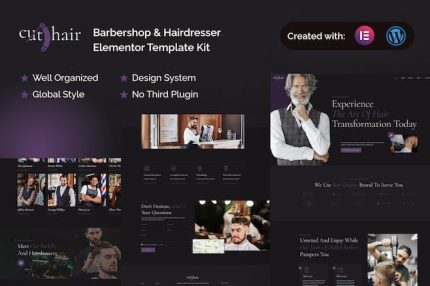 Cuthair - Barbershop & Hairdresser Elementor Pro Template Kit