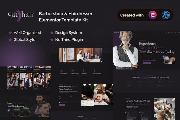 Cuthair - Barbershop & Hairdresser Elementor Pro Template Kit