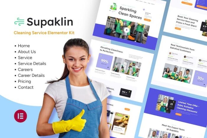 Supklin - Cleaning Service Business Elementor Template Kit