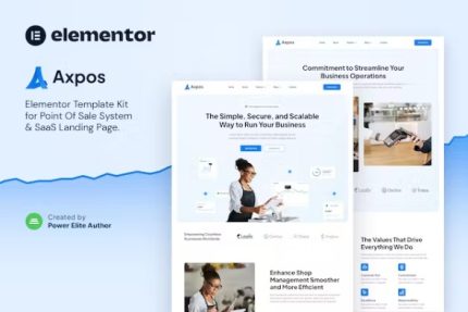 Axpos - Point Of Sale Software & SaaS Landing Page Elementor Template Kit