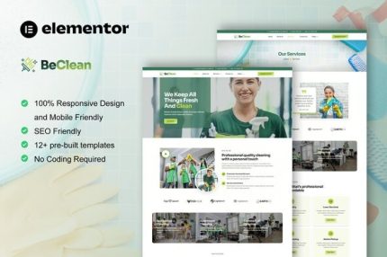 BeClean - Cleaning Service Company Elementor Pro Template Kit 1.0
